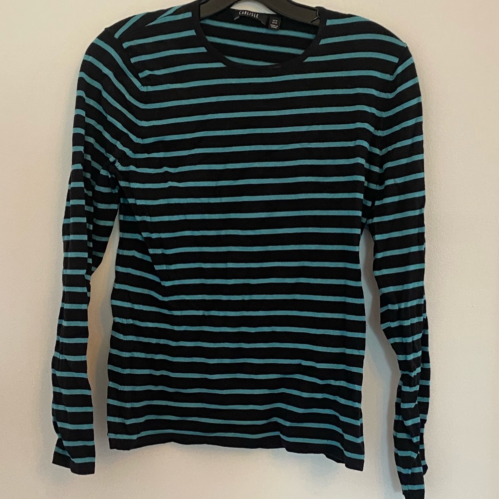 Teal & black striped tee